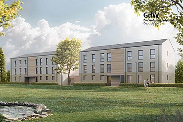 Visualisierung eines Wohngebäudes in Holz-Hybridbausweise in Landshut