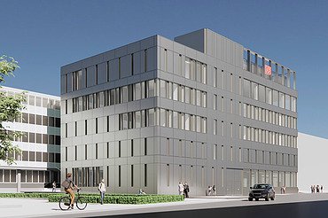 Photo facade perspective southwest interim building at the main station