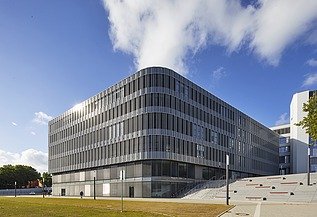 Exterior view of Bielefeld University by day