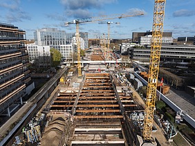 U5 Hamburg Los 1: Luftaufnahme des Baus