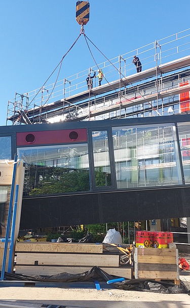 Construction work on the Bauen im Bestand project at the Wertheim vocational school center