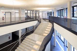 Staircase of new school building Am Breiten Luch in Berlin-Neu-Hohenschönhausen 