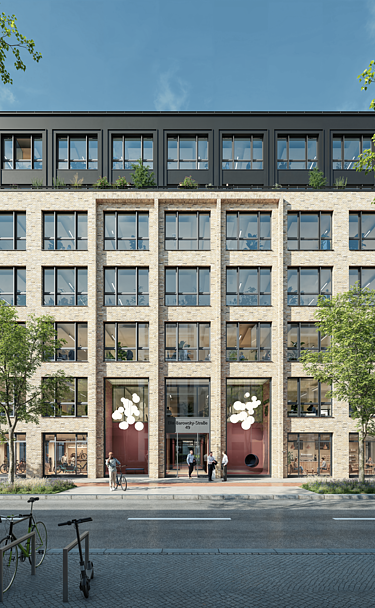 Moderne beige Fassade Visalisierung B'Ella Quartier