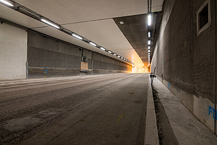 Photo of the roadway in a tunnel