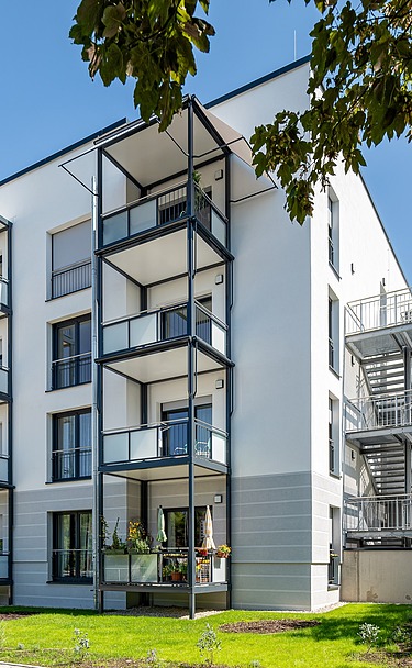 Gebäudeansicht der Wohnanlage HUGO Komfort in Bayreuth