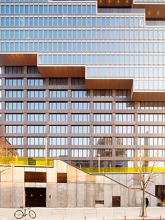 Exterior view of the Edge East Side Tower office building in Berlin