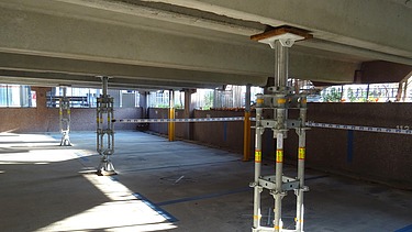 Photo of supports in the parking garage deck