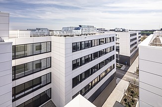 Exterior view of the technology park – a modern white building