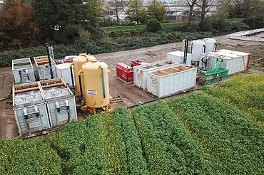 Picture of the construction water purification plant under the new power line