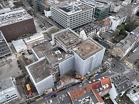 Drone shots of the Bauen im Bestand project at Cologne Central Library