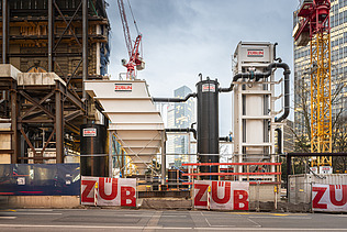 Picture with side view of the construction water purification system