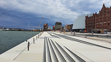 view of the path Stralsund harbor island