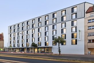 Exterior view of the hotel at Leipzig Central Station