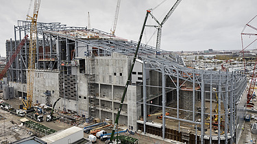 Foto der Baustelle Amager Bakke, Stahlkonstruktionen