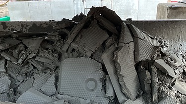 Picture of the dewatered sludge after the chamber filter press