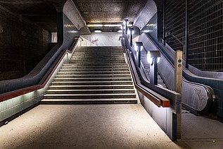Photo of a staircase and escalator