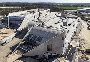 Aerial view of the FAIR Darmstadt buildings