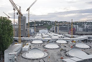 Aerial view of the light eye of the new S21 underground station