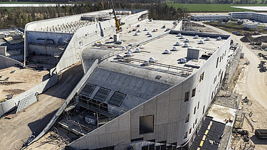 Aerial view of the FAIR Darmstadt buildings
