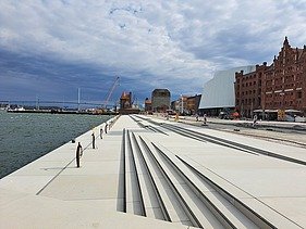 view of the path Stralsund harbor island