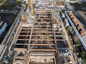 Luftaufnahme des Baus der U5 Hamburg Los 1