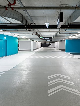 Photo of underground parking garage renovation at Parkstadt Center Schwabing