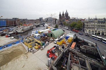 Foto Baustelle U-Bahn Nord-Süd-Linie Amsterdam