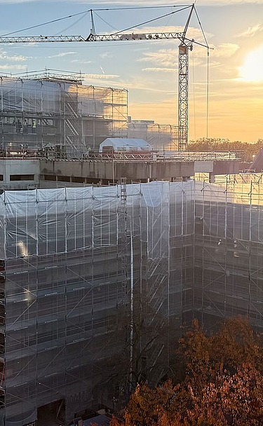 Visualisation: evening view of the ‘Bauen im Bestand’ project at the Central Library in Cologne