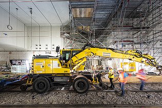 Picture of a machine laying tracks