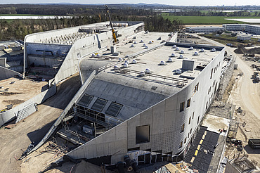 Aerial view of the FAIR Darmstadt buildings