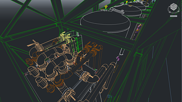CAD drawing of the filters installed in the supporting structure of the listed wall