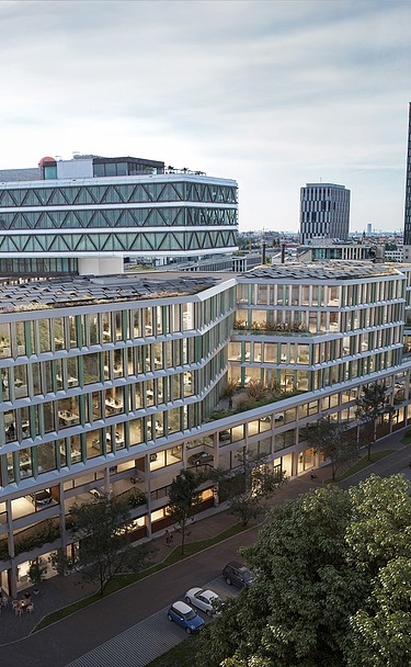 Foto Bürokomplex LOVT VIBE in  München in Holz-Hybrid-Bauweise