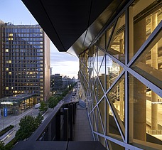 View of the Axel Springer high-rise building from the new Axel Springer building