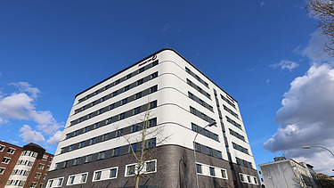 Side view of the Premier Inn Hotels in Saarbrücken