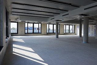 Empty open-plan office at INK Inspire Neukölln in Berlin