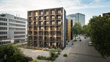 Exterior view of the rear part of the aparthotel in Eschborn