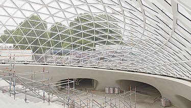 Lattice shell at the entrance to the new S21 underground station