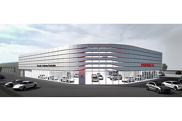 Visualisierung Neubau Porsche Zentrum Karlsruhe