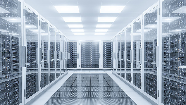 Image of a large server room with