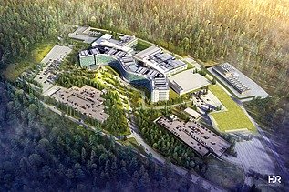Aerial view of the future US hospital in Weilerbach
